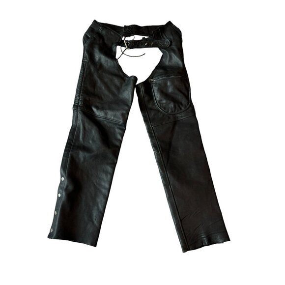 IK Leather Black Leather Chaps Size Large - Picture 2 of 7